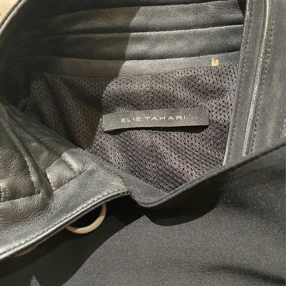 Tahari 100% Leather Jacket Black Size Small with Zipper Sleeves - Picture 3 of 6